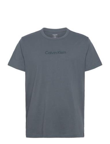 S/S Crew Neck Tops T-shirts Short-sleeved Blue Calvin Klein