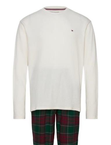 Ls Waffle Flannel Pj Set Pyjama White Tommy Hilfiger