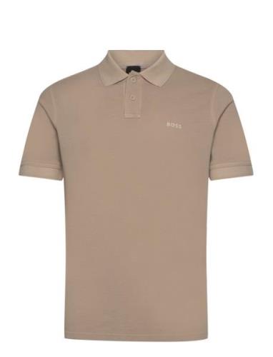 Prime Tops Polos Short-sleeved Beige BOSS