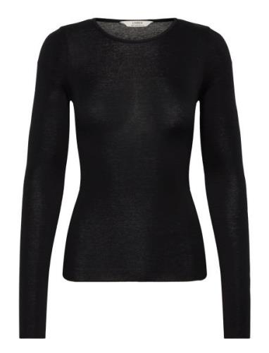 Top Wanda Wool Blend Tops T-shirts & Tops Long-sleeved Black Lindex