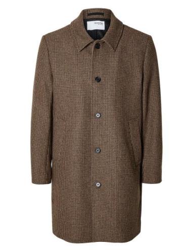 Slharchive Car Coat Noos Ohut Pitkä Takki Brown Selected Homme