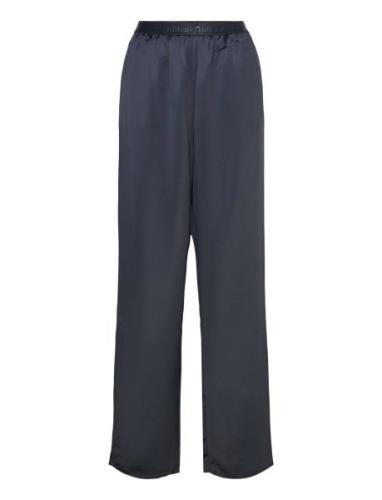 Ayla Satin Trousers Bottoms Trousers Straight Leg Navy Ahlvar Gallery