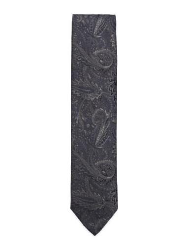 Paisley Pattern Tie 7 Cm Solmio Kravatti Blue Lindbergh Black