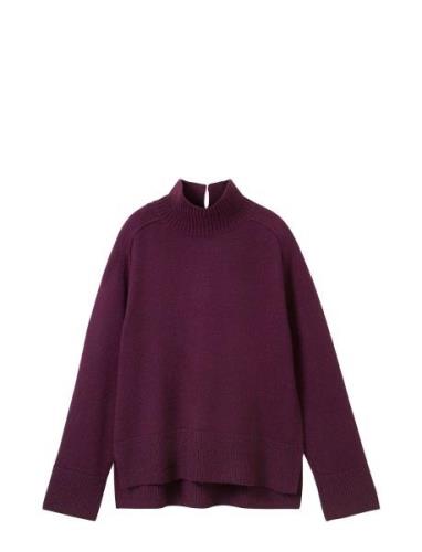 Knit Cosy Mock-Neck Tops Knitwear Jumpers Burgundy Tom Tailor