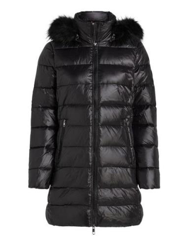 Gloss Down Tyra Coat With Fur Topattu Pitkä Takki Black Tommy Hilfiger