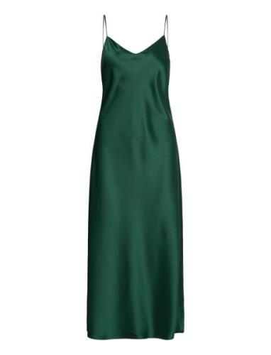 Satin Midi Slip Dress Polvipituinen Mekko Green Polo Ralph Lauren