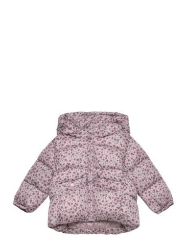 Flowers Print Quilted Anorak Toppatakki Pink Mango