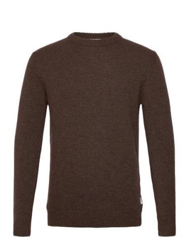 Lambswool O-Neck Knit Tops Knitwear Round Necks Brown Lindbergh