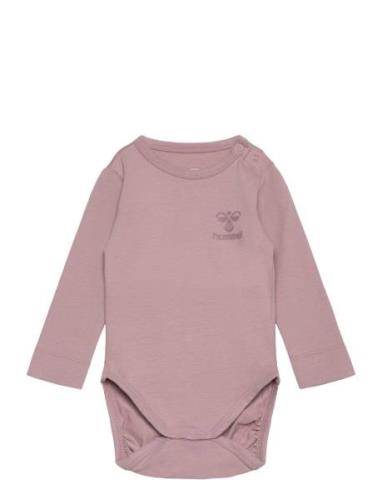 Hmlmino Body L/S Pitkähihainen Body Pink Hummel