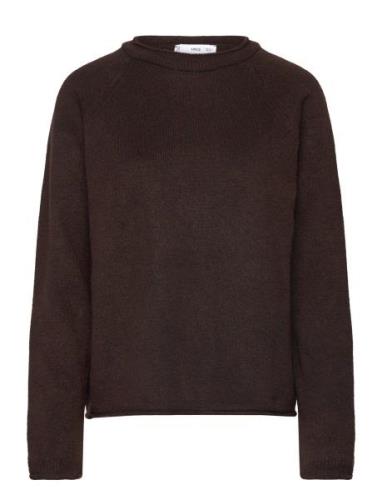 Fine-Knit Wool-Blend Sweater Tops Knitwear Jumpers Brown Mango