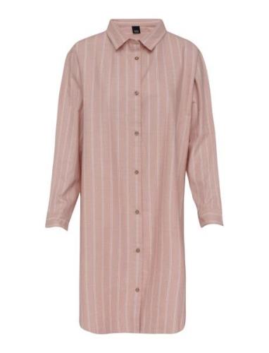 Pilen Yarndyed Flannel Night Shirt Pyjama Pink Høie Of Scandinavia