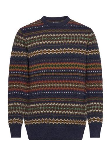 Barbour Case Fairisle Crew Tops Knitwear Round Necks Navy Barbour