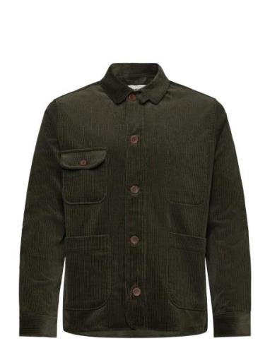 Khaki Cord Chore Jacket Ohut Takki Green Pompeii