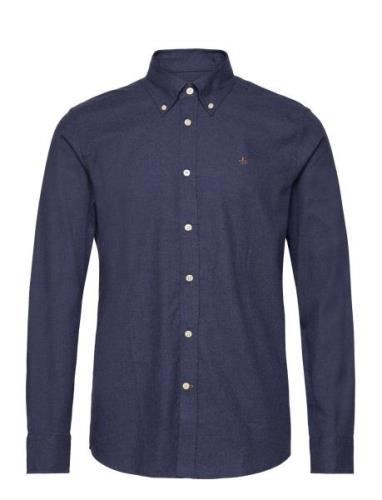 Watts Flannel Shirt-Slim Fit Tops Shirts Casual Navy Morris