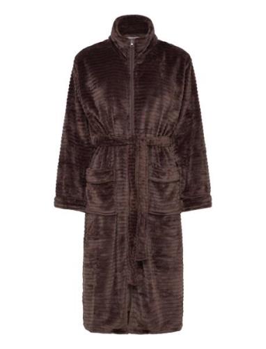 Fine Fleece Robe W Zipper Aamutakki Brown Missya