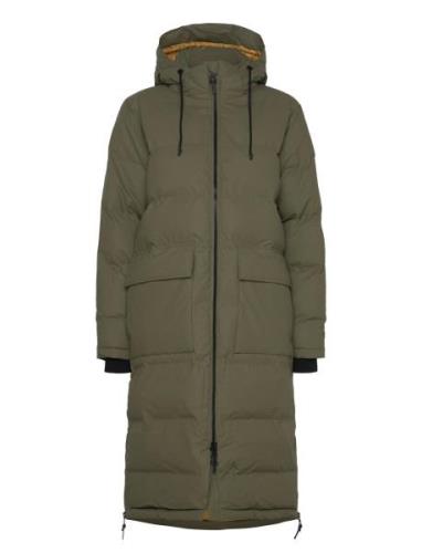 Shelter Pu Coat Topattu Pitkä Takki Khaki Green Tretorn