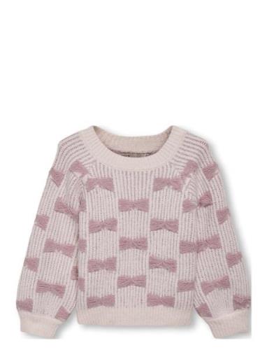 Kmgclara Ls Bow O-Neck Knt Tops Knitwear Pullovers Pink Kids Only