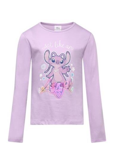 Tshirt Tops T-shirts Long-sleeved T-shirts Purple Lilo & Stitch