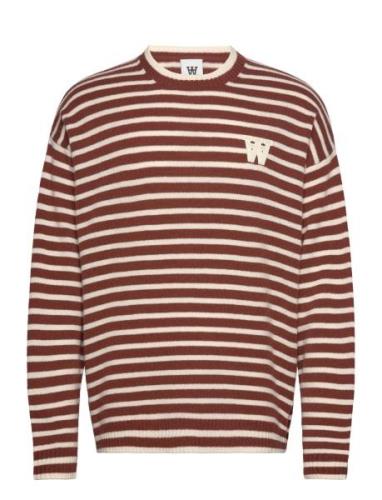 Wwtya Striped Over D Jumper Tops Knitwear Round Necks Brown Double A B...