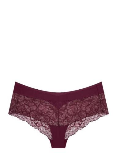 Body Make-Up Illusion Lace Shorty Alushousut Brief Tangat Burgundy Tri...