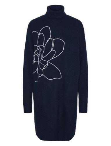 Yasjuva Roll Neck Knit Dress S. Polvipituinen Mekko Navy YAS