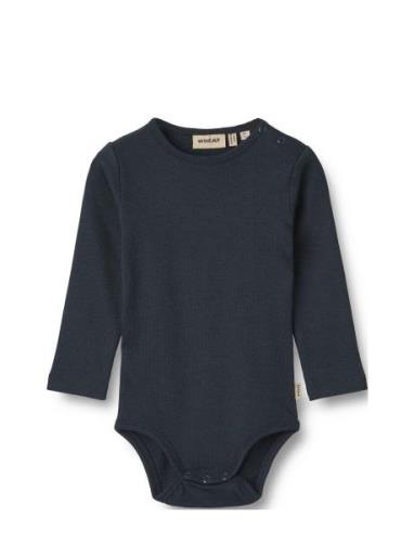 Rib Body L/S Spencer Bodies Long-sleeved Navy Wheat