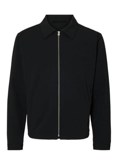 Slhliam Zip Jacket Flex Tops Overshirts Black Selected Homme