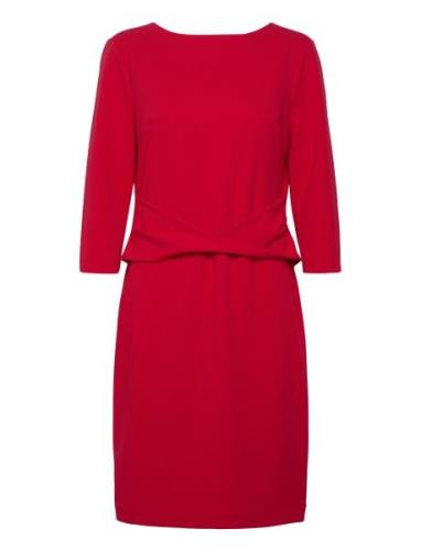 Scuba Crepe Dress Front Twist Polvipituinen Mekko Red Calvin Klein