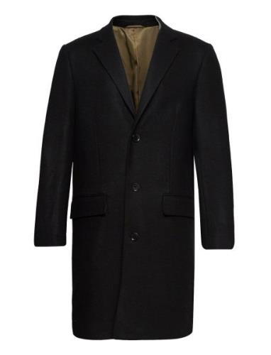 Recycled Wool Coat Villakangastakki Pitkä Takki Black Lindbergh