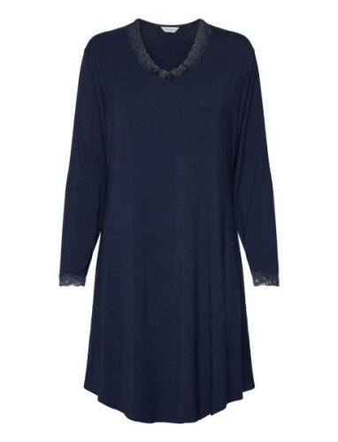 Bamboo - Nightdress With Long Sleev Yöpaita Navy Lady Avenue