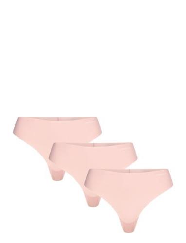 Thong 3Pk Stringit Alusvaatteet Pink Calvin Klein