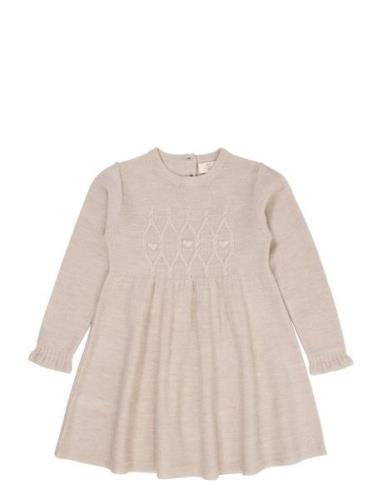 Merino Ls Cable Dress W. Hearts Dresses & Skirts Dresses Casual Dresse...