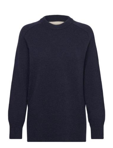 Herringb Detail C-Neck Tops Knitwear Jumpers Navy GANT