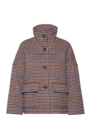 Checked Cropped Wool Jacket Villakangastakki Brown GANT