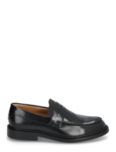 Slhcarter Leather Low Penny Loafer Loaferit Matalat Kengät Black Selec...