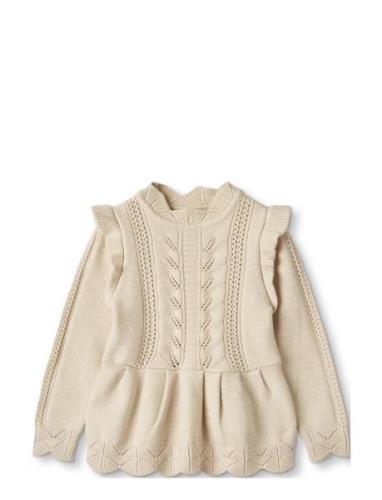 Alilly Peplum Pullover Tops Knitwear Pullovers Cream Fliink