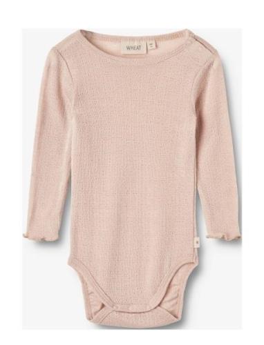 Wool Silk Body L/S Liea Bodies Long-sleeved Pink Wheat