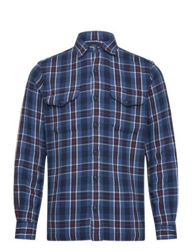 Classic Fit Plaid Flannel Workshirt Tops Shirts Casual Blue Polo Ralph...