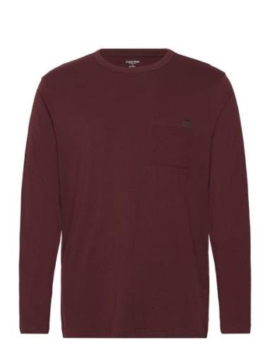 L/S Crew Neck Tops Knitwear Round Necks Burgundy Calvin Klein