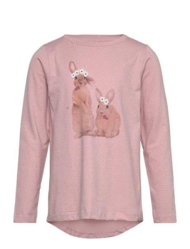 Tunic Ls W. Glitter Tops T-shirts Long-sleeved T-shirts Pink Minymo