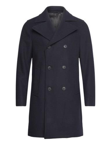 Recycled Pea Coat Villakangastakki Pitkä Takki Navy Lindbergh