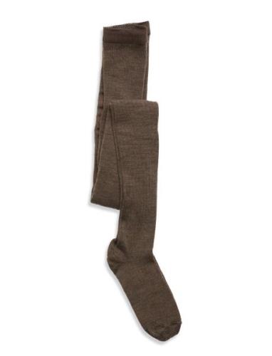 Wool Rib Tights Sukkahousut Brown Mp Denmark