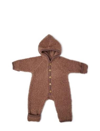 Jumpsuit Bouclé Merino Wool W. Buttons And Hoodie Jumpsuit Haalari Bro...