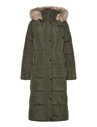 Faux-Fur-Trim Hooded Down Coat Topattu Pitkä Takki Green Lauren Ralph ...