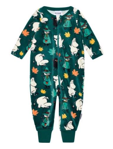 Briskly Velour Pyjamas Pyjama Sie Jumpsuit Haalari Green MUMIN