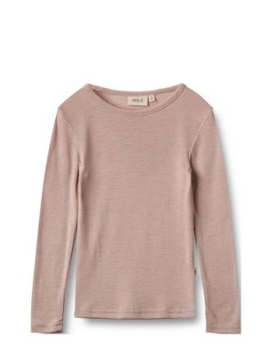 Wool T-Shirt L/S Alfie Tops T-shirts Long-sleeved T-shirts Pink Wheat