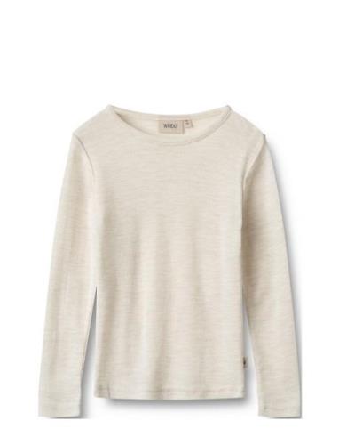 Wool T-Shirt L/S Alfie Tops T-shirts Long-sleeved T-shirts Cream Wheat