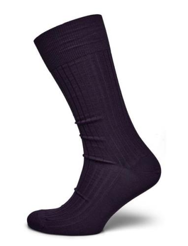 Purple Ribbed Socks Underwear Socks Regular Socks Purple AN IVY