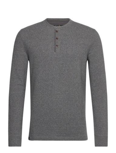 Merchant Grandad Top Tops T-shirts Long-sleeved Grey Superdry