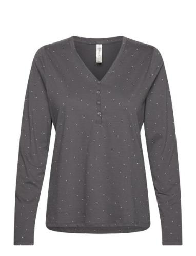 Henley Top Aop Dots Toppi Grey Lindex